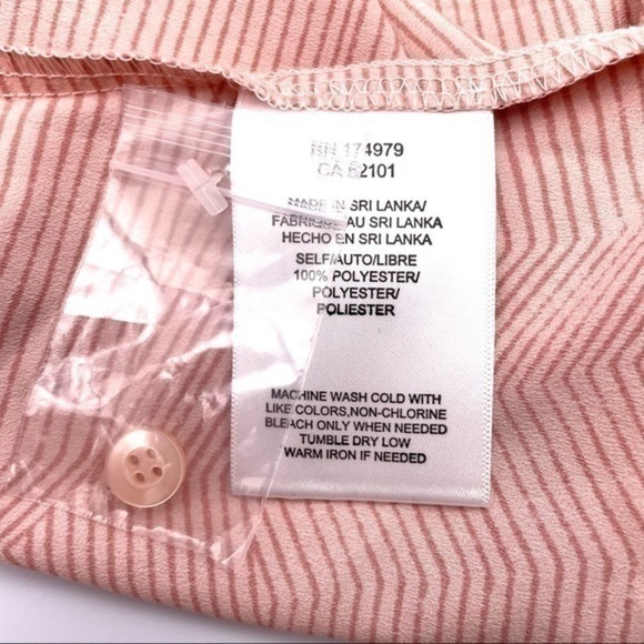 BCBGmaxazria Rose Cream Long Sleeve Cold Shoulder Top Blouse Silk Chevron Pink - Picture 9 of 12